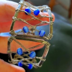 Vintage steel and blue beaded bracelets